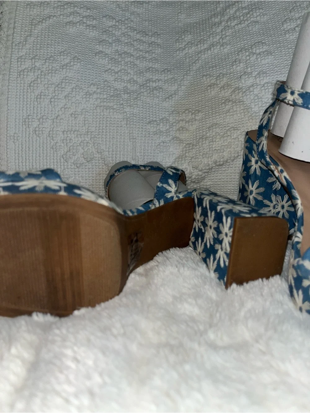 Maurices Blue Floral Platform Sandals with Ankle Strap